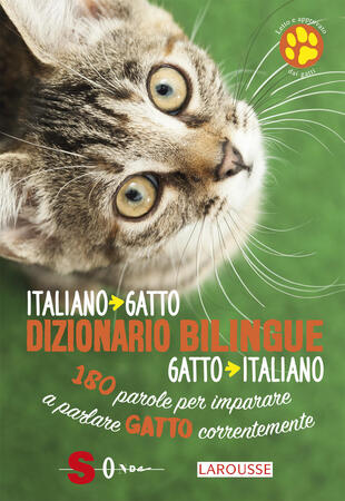 copertina Dizionario bilingue italiano-gatto, gatto-italiano. 180 parole per imparare a parlare gatto correntemente