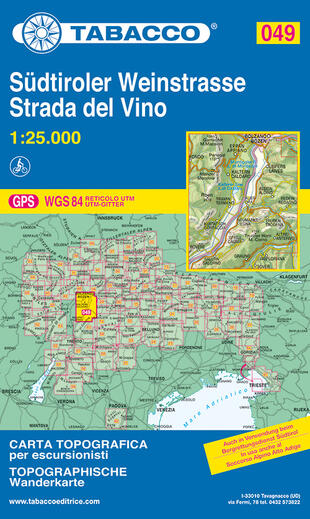 copertina Strada del vino-Südtiroler Weinstrasse 1:25.000