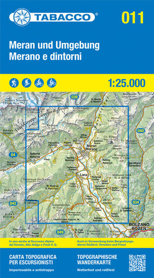 copertina Meran und Umgebung-Merano e dintorni. Carta topografica in scala 1:25.000, antistrappo, impermeabile, fotodegradabile. Ediz. multilingue