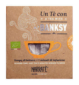copertina Un t&egrave; con Banksy. A tea with Banksy. Con Filtro di t&egrave; blu con blend ispirato a Banksy