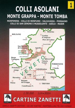 copertina Colli asolani. Monte Grappa, monte Tomba, Monfenera, colli di Monfumo, Valcavasia, Possagno, colli di San Zenone e Mussolente, Asolo, Maser 1:30.000