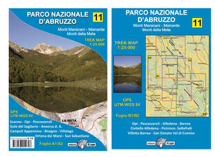 copertina Carta escursionistica Parco Nazionale d'Abruzzo. Monti Marsicani, Mainarde, Monti della Meta. Trek map. Scala 1:25.000