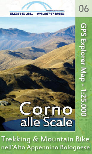 copertina Corno alle Scale. Trekking &amp; Mountain Bike nell'alto Appennino bolognese. Carta topografica per escursionisti 1:25.000. Ediz. ampliata