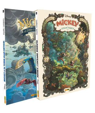 copertina Mickey e l'oceano perduto-Mickey e la terra degli antichi. L'arte di Silvio Camboni