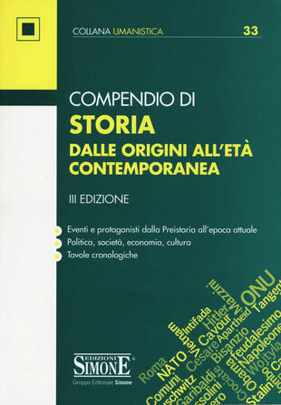 copertina Compendio di storia dalle origini all'et&agrave; contemporanea