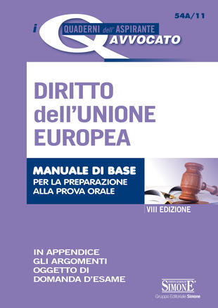 copertina Diritto dell'Unione Europea. Manuale di base per la preparazione alla prova orale