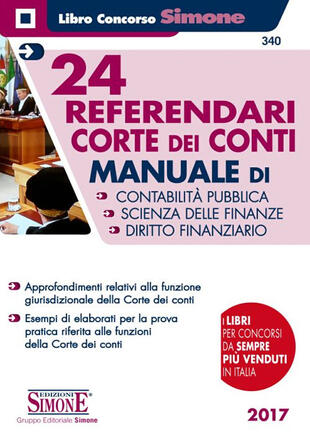 copertina 24 referendari. Corte dei Conti. Manuale di contabilità pubblica-Scienza delle finanze-Diritto finanziario