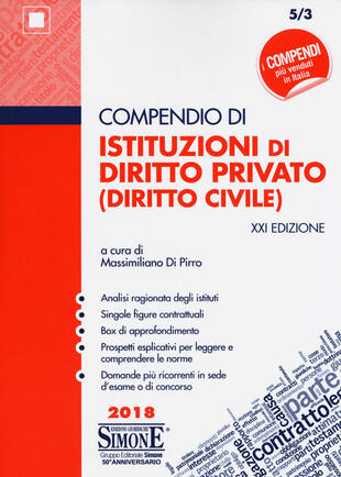 copertina Compendio di istituzioni di diritto privato (diritto civile)