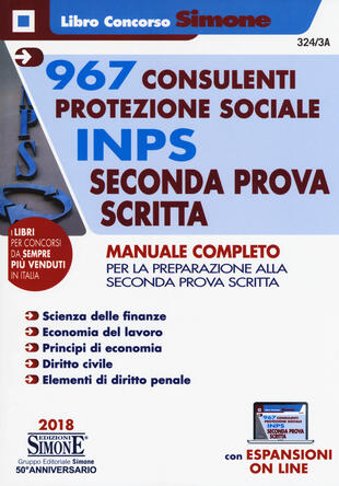 copertina 967 consulenti protezione sociale INPS. Seconda prova scritta. Manuale completo. Con espansioni online