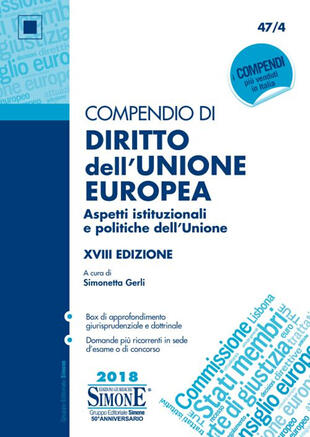copertina Compendio di diritto dell'Unione Europea. Aspetti istituzionali e politiche dell'Unione