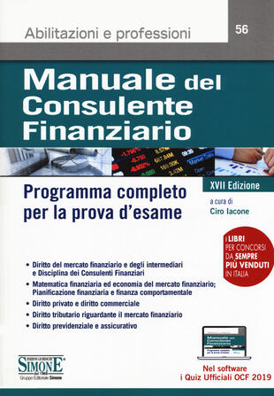 copertina Manuale del consulente finanziario. Programma completo per la prova d'esame. Con software di simulazione