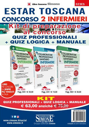 copertina ESTAR Toscana. Concorso 2 infermieri. Kit di preparazione al concorso: Quiz per la preparazione ai concorsi-Quiz di logica-Manuale teorico-pratico per la preparazion