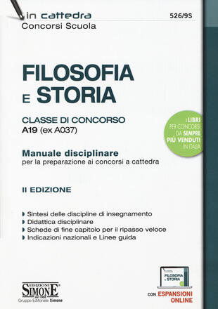 copertina Filosofia e storia. Classe di concorso A19 (ex A037). Manuale disciplinare per la preparazione ai concorsi a cattedra. Con aggiornamento online