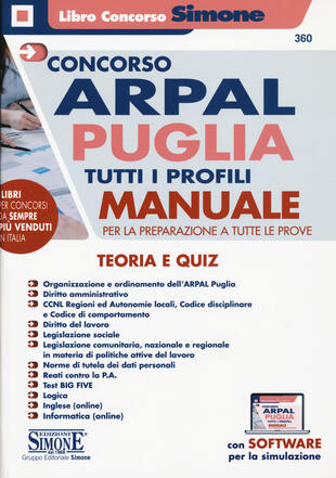 copertina Concorso ARPAL Puglia. Tutti i profili. Manuale per la preparazione a tutte le prove. Teoria e quiz. Con software di simulazione