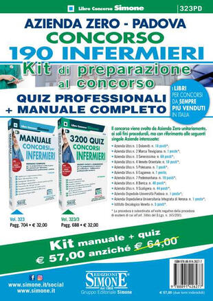 copertina Azienda Zero Padova. Concorso 190 infermieri. Kit di preparazione al concorso. Quiz professionali + Manuale completo. Con espansione online. Con software di simulazione