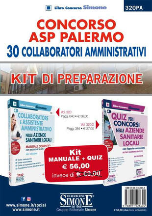 copertina Concorso ASP Palermo. 30 collaboratori amministrativi. Kit di preparazione. Manuale + Quiz. Con espansione online. Con software di simulazione