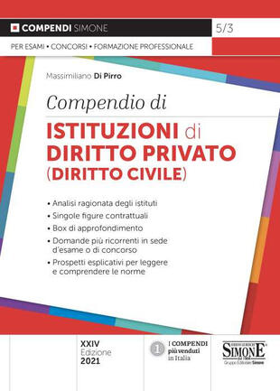 copertina Compendio di istituzioni di diritto privato (diritto civile)