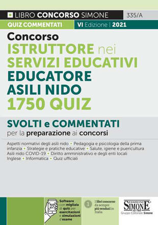 copertina Concorso istruttore nei servizi educativi. Educatore asili nido. 1750 quiz. Con software di simulazione
