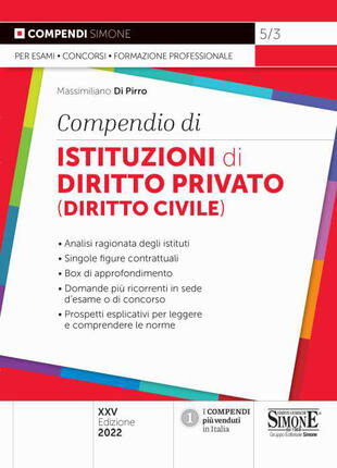 copertina Compendio di istituzioni di diritto privato (diritto civile)