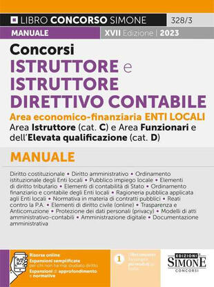 copertina Concorsi istruttore e istruttore direttivo contabile area economico-finanziaria enti locali. Categorie C e D. Manuale. Con espansioni online