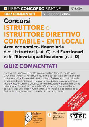 copertina Concorsi istruttore e istruttore direttivo contabile. Enti locali area economico-finanziaria degli istruttori (cat. C), dei funzionari e dell'elevata qualificazione (cat. D). Quiz commentati. Con software di simulazione