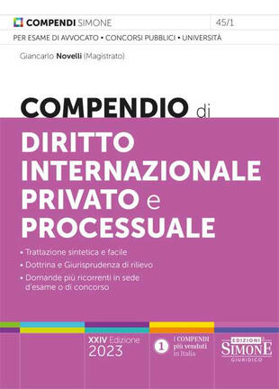 copertina Compendio di diritto internazionale privato e processuale