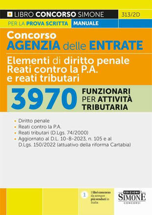copertina Concorso agenzia delle entrate. 3970 Funzionari per attivit&agrave; tributaria. Manuale per la prova scritta
