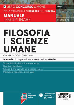 copertina Filosofia e scienze umane. Classe di concorso A18 (ex A036). Manuale disciplinare per la preparazione ai concorsi a cattedra. Con aggiornamento online