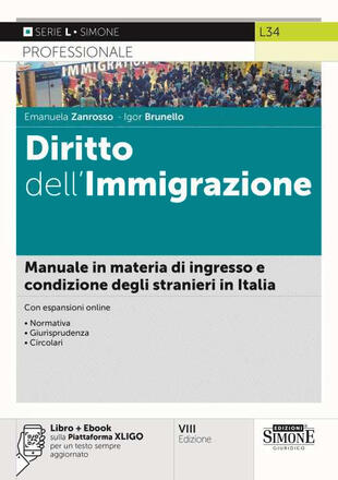 copertina Diritto dell'immigrazione. Manuale in materia di ingresso e condizione degli stranieri in Italia. Con ebook. Con espansione online