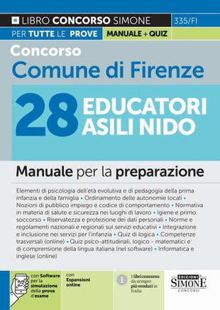 copertina Concorso Comune di Firenze 28 Educatori Asili Nido. Manuale per la preparazione. Con espansione online. Con software di simulazione
