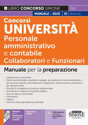 copertina Concorsi Università. Personale amministrativo e contabile (categorie C e D). Collaboratori e funzionari. Manuale per la preparazione. Con espansione online