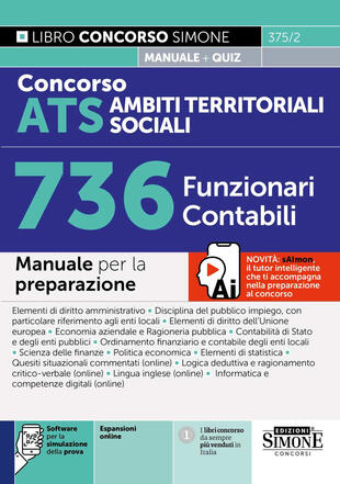 copertina Concorso ATS Ambiti Territoriali Sociali 736 funzionari contabili. Manuale. Con software per la simulazione della prova