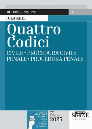 copertina Quattro codici: Civile-Procedura civile-Penale-Procedura penale. Con app Codici Simone per un codice sempre aggiornato