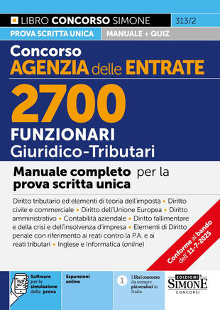 copertina Concorso Agenzia delle Entrate. 2700 funzionari giuridico tributari. Manuale. Con espansioni online. Con software per la simulazione della prova