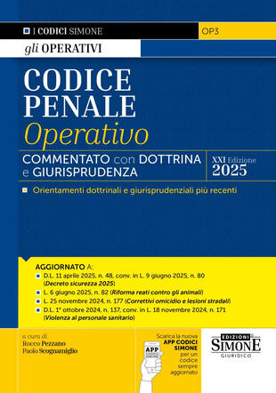 copertina Codice penale operativo. Commentato con dottrina e giurisprudenza. Con App Codici Simone per un codice sempre aggiornato