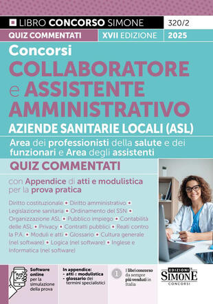 copertina Concorsi collaboratore e assistente amministrativo Aziende Sanitarie Locali (ASL). Quiz commentati