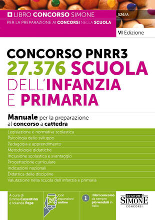 copertina Concorso PNRR3. 27.376 scuola dell\'infanzia e primaria. Manuale per la preparazione al concorso a cattedra. Con espansioni online