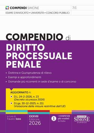 copertina Compendio di diritto processuale penale