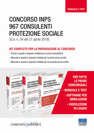 copertina Concorso INPS. 967 consulenti protezione sociale (G.U. n. 34 del 27 aprile 2018). Kit completo per la preparazione al concorso. Con software di simulazione