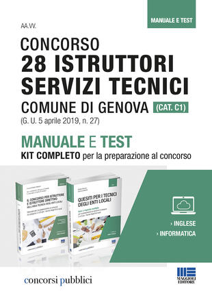 copertina Concorso 28 istruttori servizi tecnici Comune di Genova (Cat. C1). Manuale e test. Kit completo per la preparazione al concorso