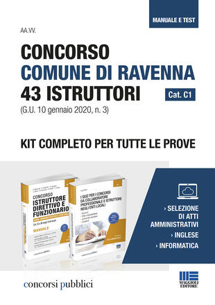 copertina Concorso Comune di Ravenna 43 Istruttori Cat. C1 (G.U. 10 gennaio 2020, n. 3). Kit completo per tutte le prove