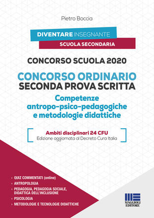 copertina Concorso Scuola 2020. Concorso ordinario seconda prova scritta. Competenze antropo-psico-pedagogiche e metodologie didattiche
