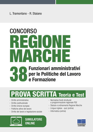 copertina Concorso regione Marche 38 Ffunzionari amministrativi per le politiche del lavoro e formazione. Prova scritta