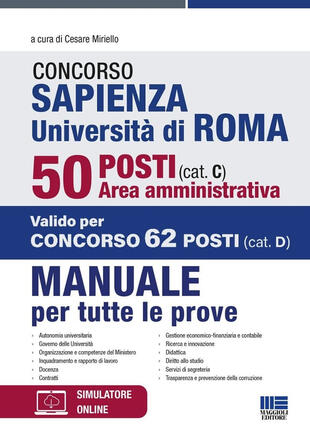 copertina Concorso Sapienza Università di Roma 50 posti (cat. C). Area amministrativa. Manuale per tutte le prove