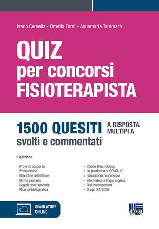 copertina Quiz per concorsi. Fisioterapista. 1500 quesiti a risposta multipla, svolti e commentati. Con simulatore online