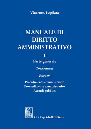 copertina Manuale di diritto amministrativo. Vol. 1: Parte generale. Estratto