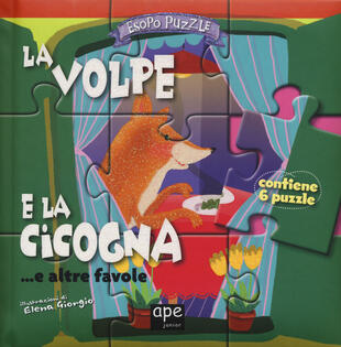 copertina La volpe e la cicogna... e altre favole. Esopo puzzle. Ediz. a colori