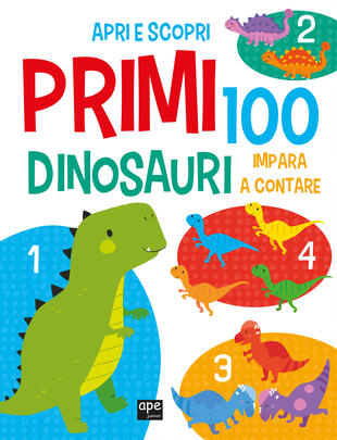 copertina Primi 100 dinosauri. Italiano e Inglese