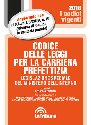 copertina Codice delle leggi per la carriera prefettizia. Legislazione speciale del ministero dell'interno