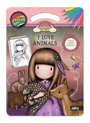 copertina I love animals. Gorjuss. Sticker & color. Ediz. a colori. Con Adesivi